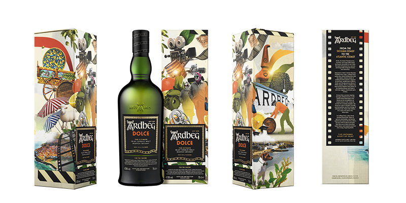 Dettaglio evocativo stile cinema italiano anni 60 per il lancio di Ardbeg Dolce.