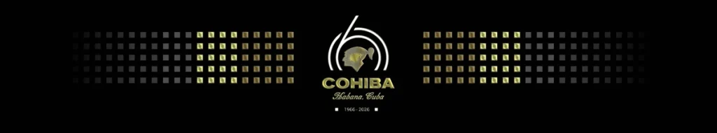 Logo celebrativo dei 60 anni del brand di sigari Cohiba con le date storiche 1966 e 2026.