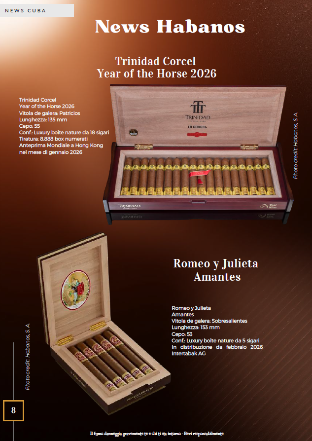 Dettaglio dei nuovi sigari cubani Trinidad Corcel Year of the Horse 2026 e Trinidad Wide Short.