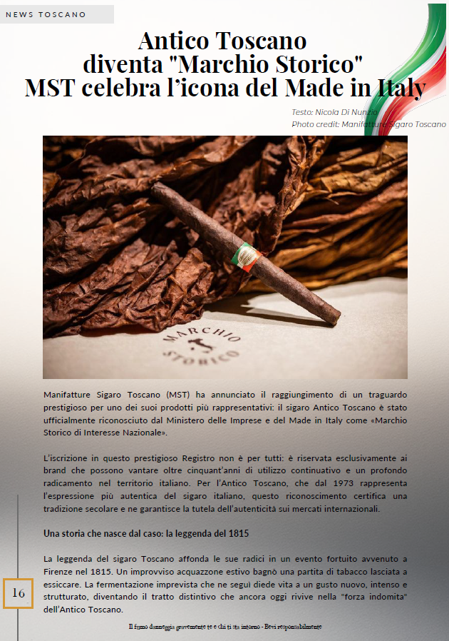 Presentazione e focus tecnico sul Sigaro Toscano del Presidente 2026 e sul Toscano Antico Marchio Storico.