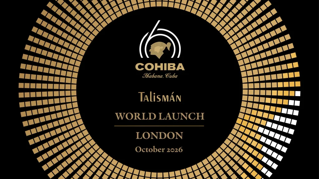Il Cohiba Talismán (vitola de galera Sublimes No. 1, cepo 54 x 154 mm), presentato a Londra per l'ingresso ufficiale nella Línea Clásica.